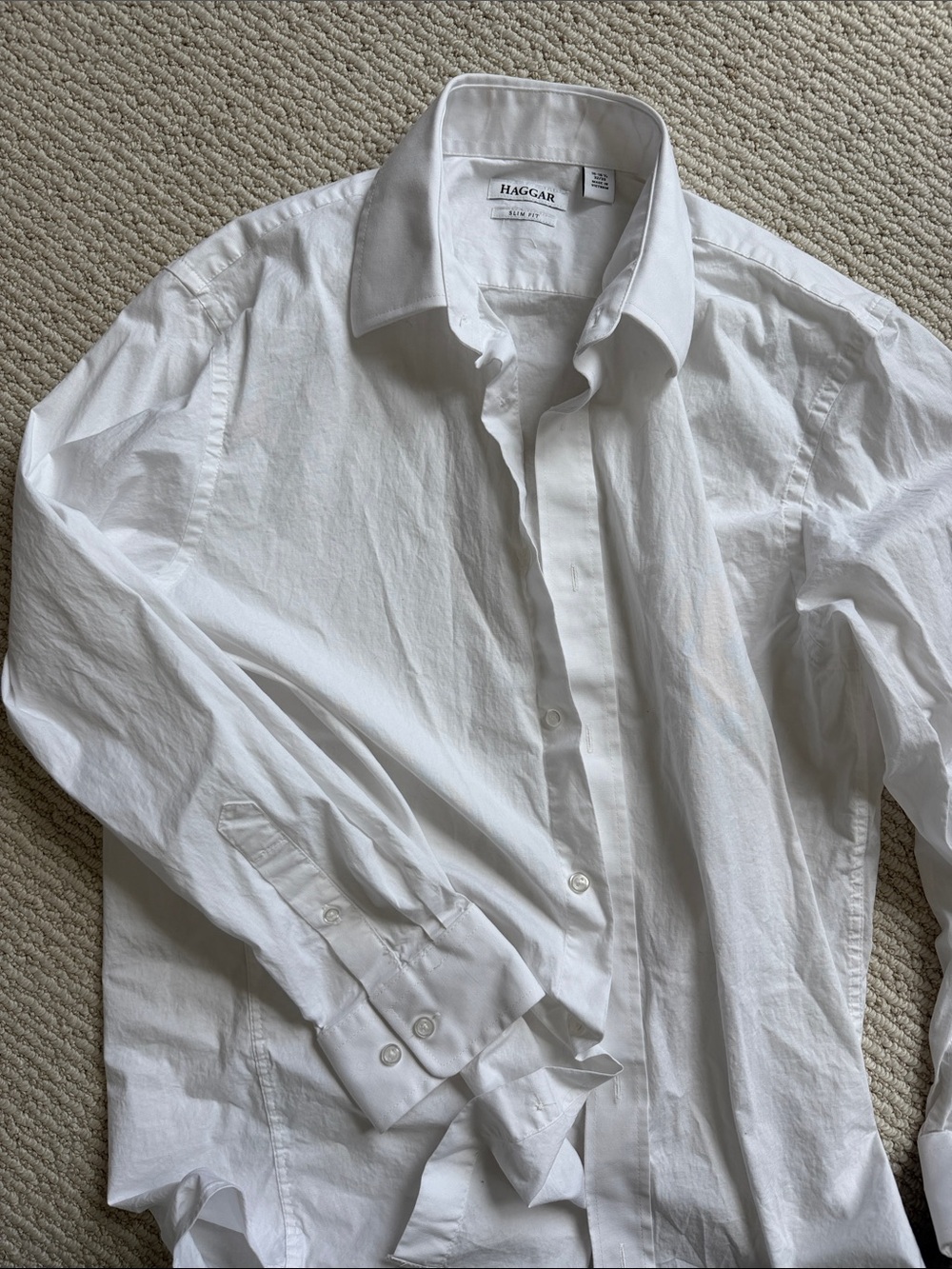 Haggar White Men's Long-Sleeve Dress Shirt